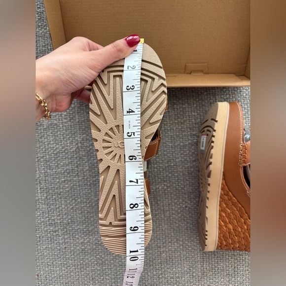 UGG Abbot Strap Cognac Leather Wedge Sandals – Size 9 - Picture 13 of 16